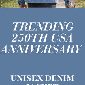 Usa Denim Jacket Men and Women Unisex Fit Jean Outerwear Back Print Eagle Design Bald Bird American Apparel Anniversary 250th Birthday image 20