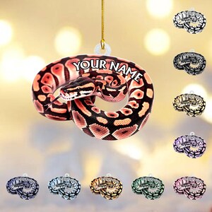 Personalized Ball Python Ornament | Snake with Santa Hat Christmas Tree Decor | Exotic Pet Keepsake | Snake Lover Gift | Reptile Owner