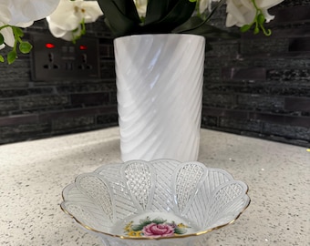 Vintage Porcelain Lace Bowl | Klausenburg Porcelaine | Hand Painted Floral Dish | Mid-Century Decorative Bowl