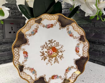 Vintage Wedgwood England Cobalt Blue & Gold Floral Plate | Fine Bone China