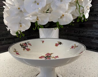 Vintage TLB Limoges Compote Bowl | Hand Painted French Porcelain Centrepiece