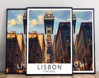 Lisbon Elevator Travel Poster | Wall Art Portugal Europe