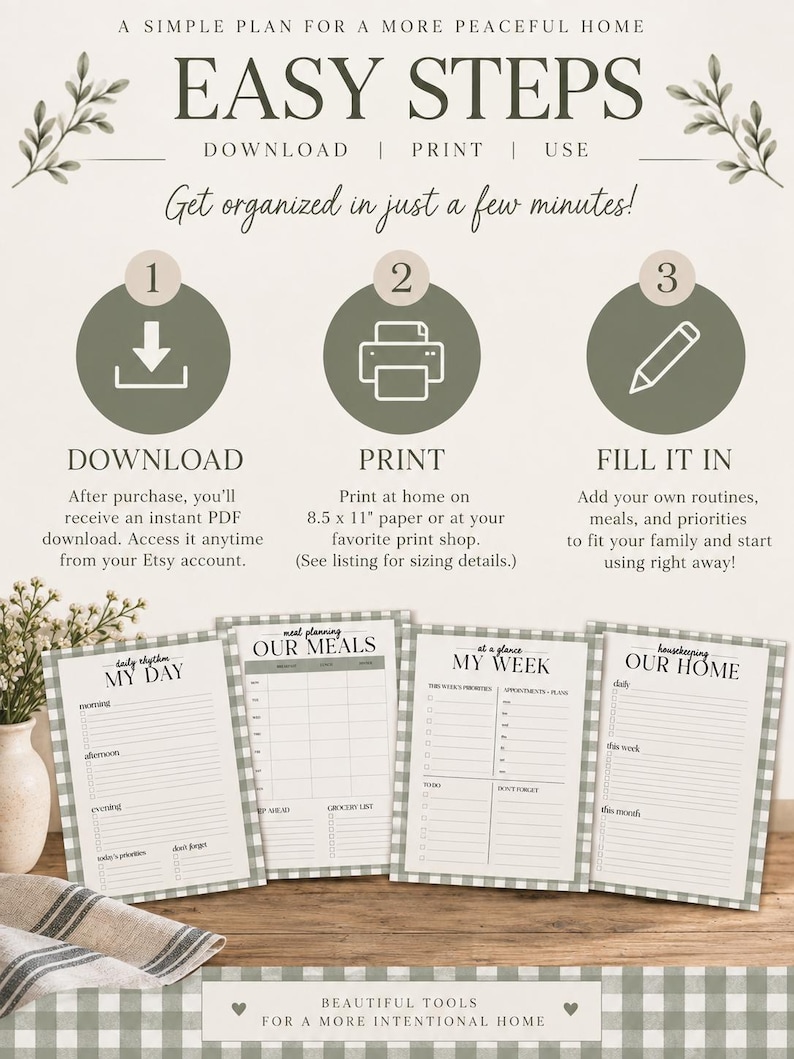 Mom Command Center Printable | Home Management Planner | Daily Weekly ...