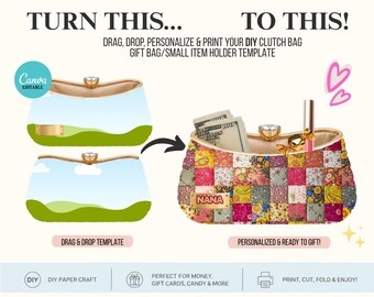 DIY Clutch Bag Template | Canva Editable Paper Craft Gift Holder (Digital Download)