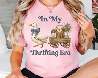 In My Thrifting Era Duck Cottagecore T-Shirt, Vintage Wagon Tee