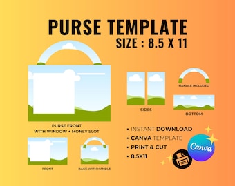 Purse Gift Box Template | Editable Canva Design (Digital Download 8.5x11)