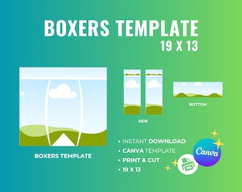 DIY Boxer Gift Box Template | Canva Drag & Drop (Digital Download 13x19 Printable)