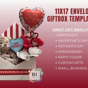 Envelope Gift Box Template | 3D Canva Design, 11x17 (Digital Download) image 2