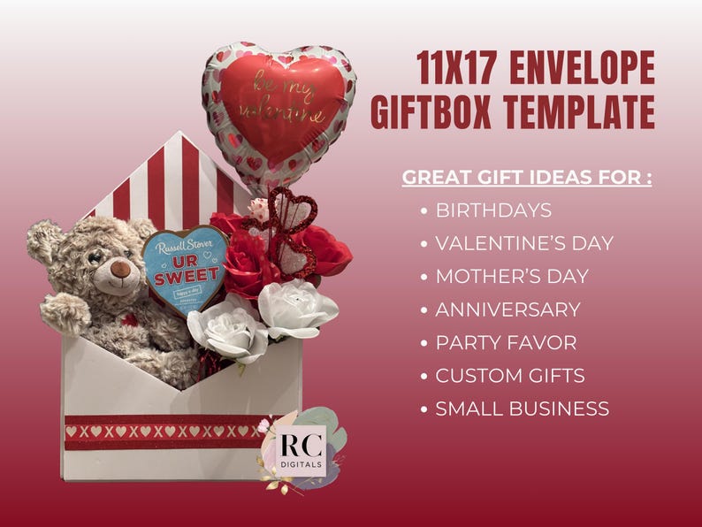 Envelope Gift Box Template | 3D Canva Design, 11x17 (Digital Download) image 2