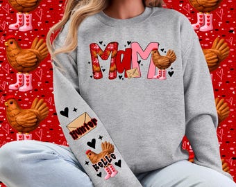 Mama Chicken Sweatshirt, Farmhouse Mom Pullover, Country Chicken Lover Gift