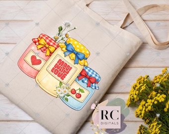 Made With Love Jars Illustration, Cottagecore Art (Digital Download