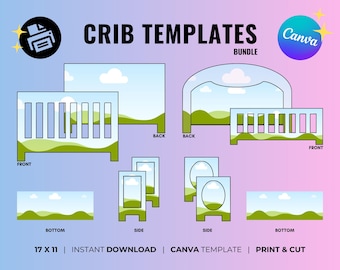 Crib Giftbox Template Bundle | DIY Canva Template (Digital Download)