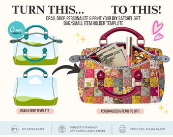 DIY Satchel Gift Bag Template | Editable Canva Handbag I Paper Craft (Digital Download)