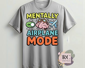 Airplane Mode Brain Graphic Tee, Introvert Vacation Design (Digital Download)