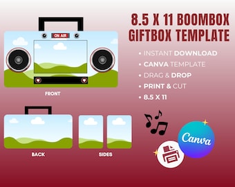 Radio Gift Box Printable | Canva Editable, Music Theme (Digital Download)