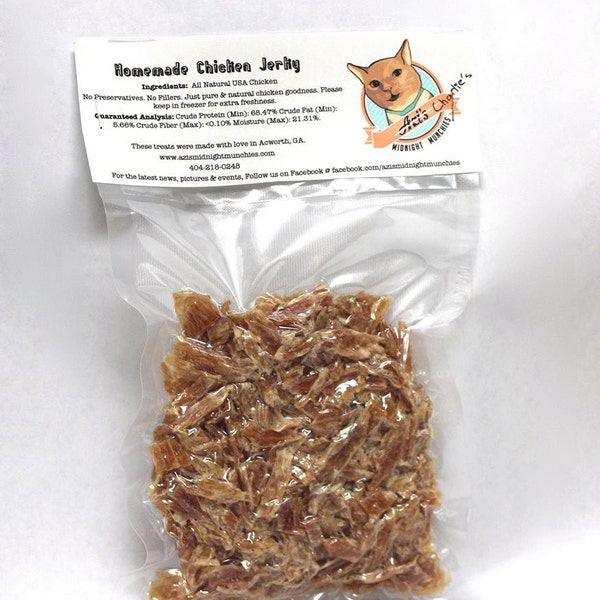 Kitty Chicken Jerky 3oz- All Natural Chicken- Homemade- No Preservatives- No Fillers- Healthy Cat Treats