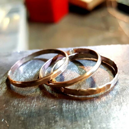 3 Brass stacking rings
