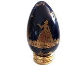 Franklin Mint Limoges France Style Porcelain Cobalt Blue Gold Gift for Easter Eggs Stand Book Vintage Egg Art Mother 39 s Day Gift Collectible