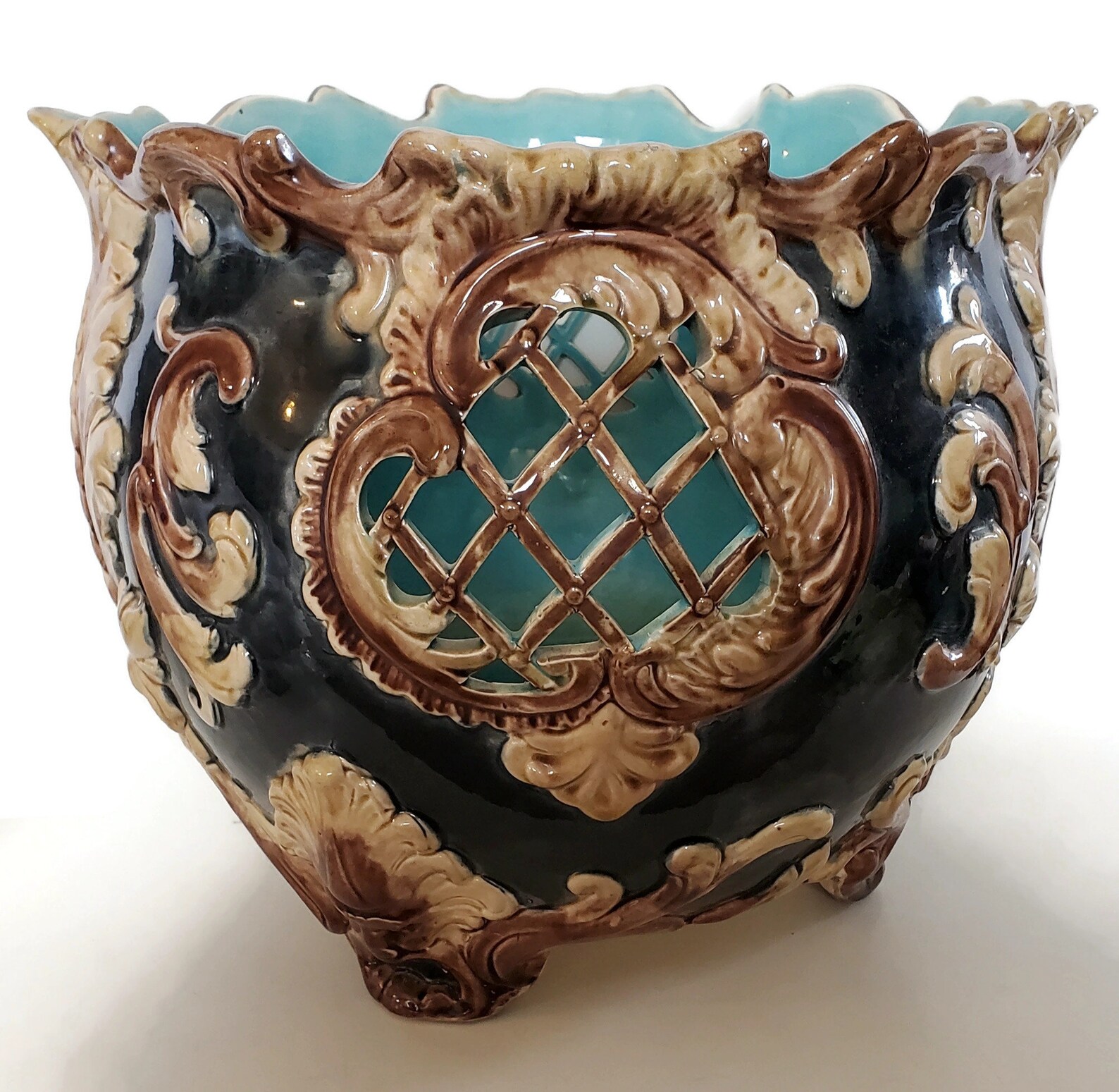 Rare Victorian Majolica Jardiniere Planter St. | Etsy