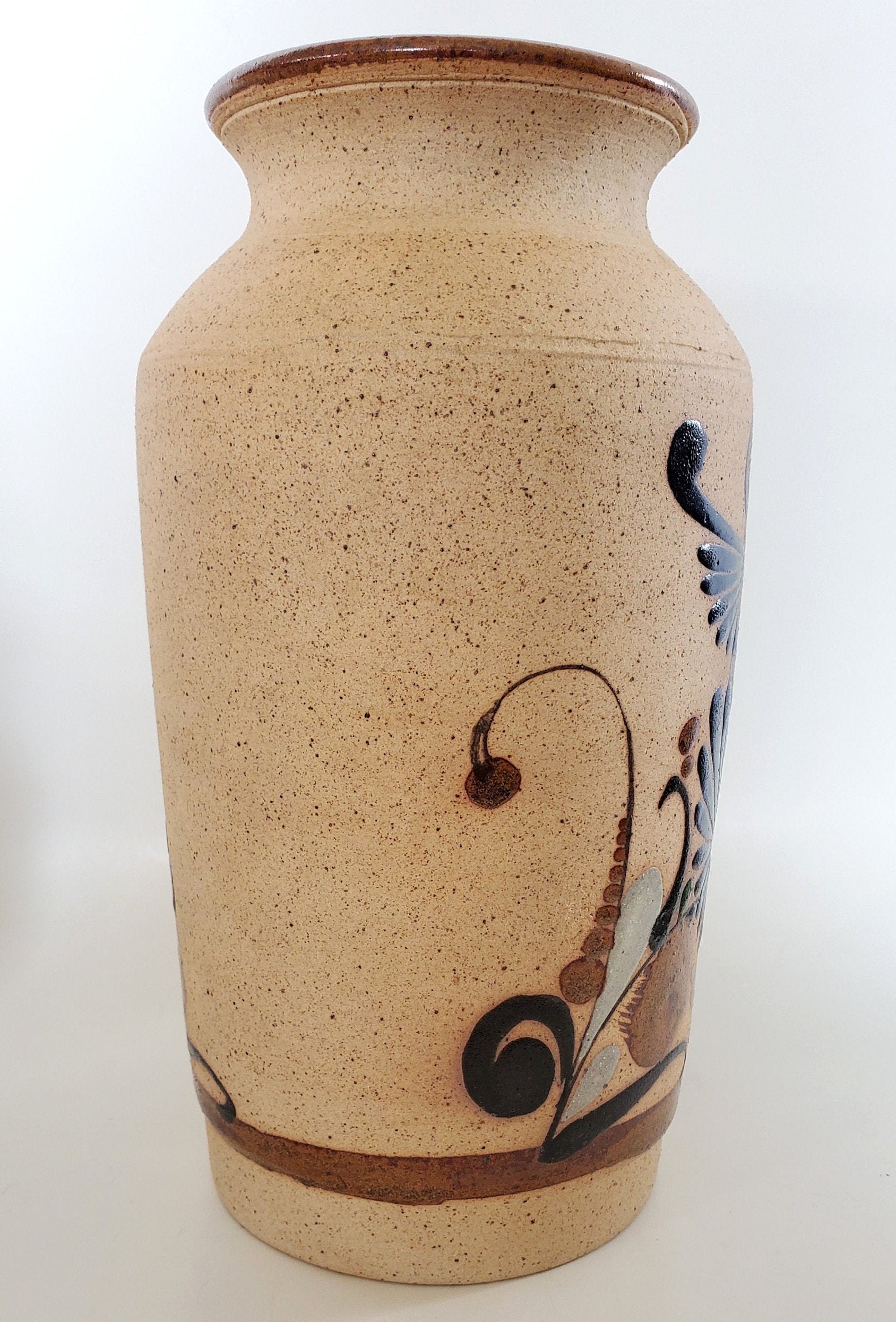 Mexican Sandstone Tonala Folk Art Vase Hand Thrown/Built Etsy