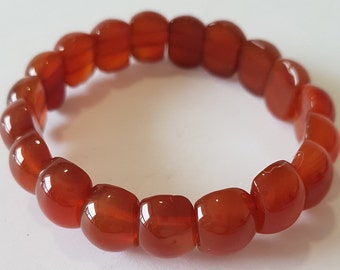 New Genuine Carnelian Stone Flexible Bangle Bracelet Reddish-Brown Color