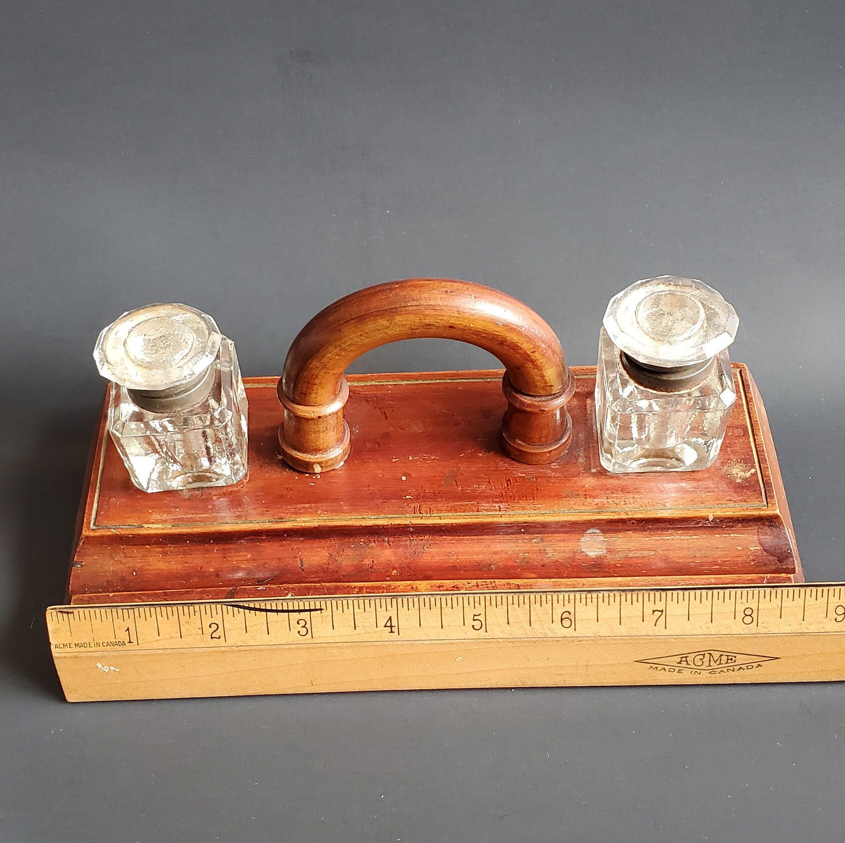 Antique Victorian Inkwell Faceted Cased Glass Pen Holder Maple Etsy
