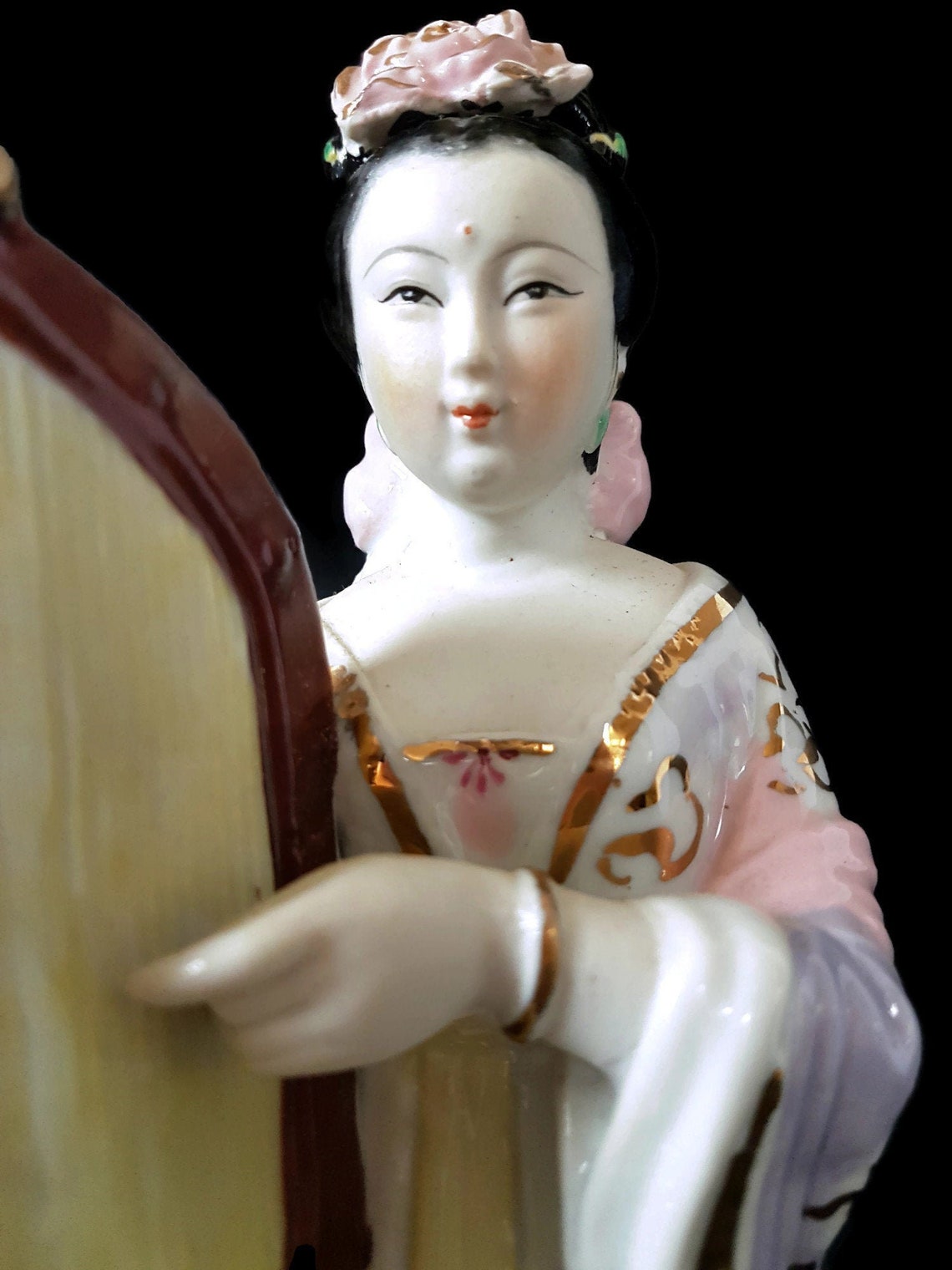 1950s Japanese Porcelain Geisha Figurine Musical Harp Etsy