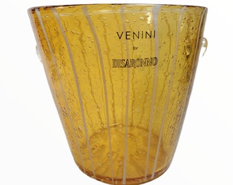 Venini Ambasciata Hand Blown Coppa Champagne in Straw Yellow Glass