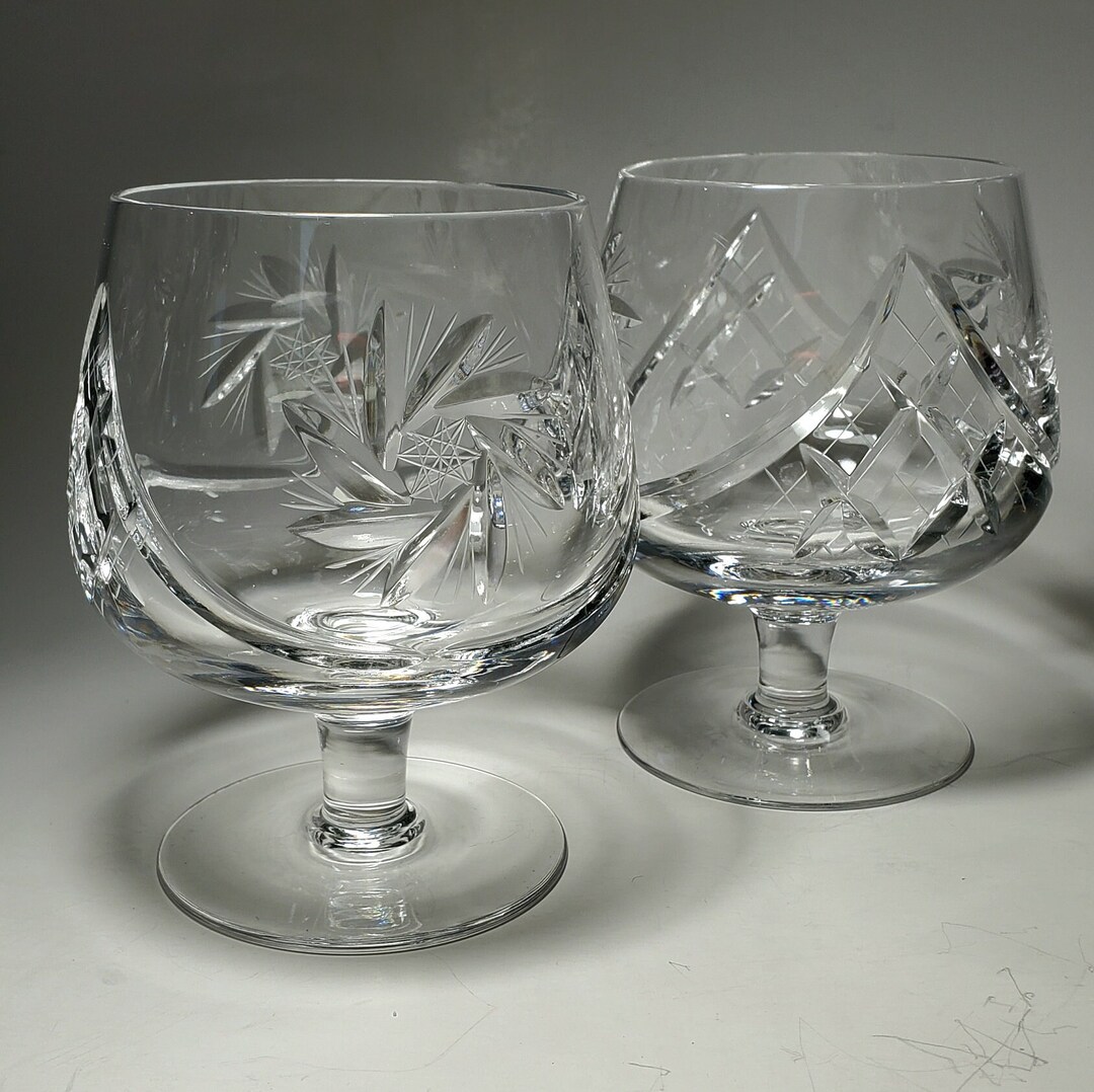 Set of 2 Csopak by Ajka Pinwheel Crystal Brandy Snifters Etsy