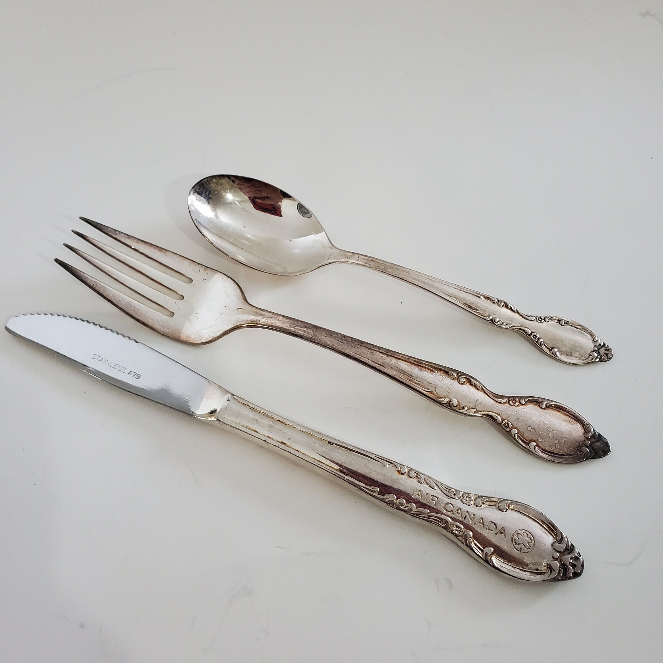 Mid Century Braniff International Airlines Flatware Set Spoon Fork Spread Knife