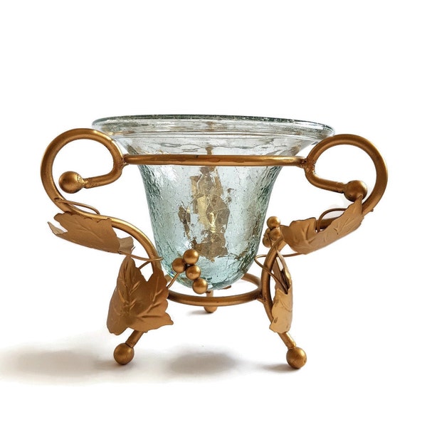 Crackle Glass Pillar Candle Holder Etsy