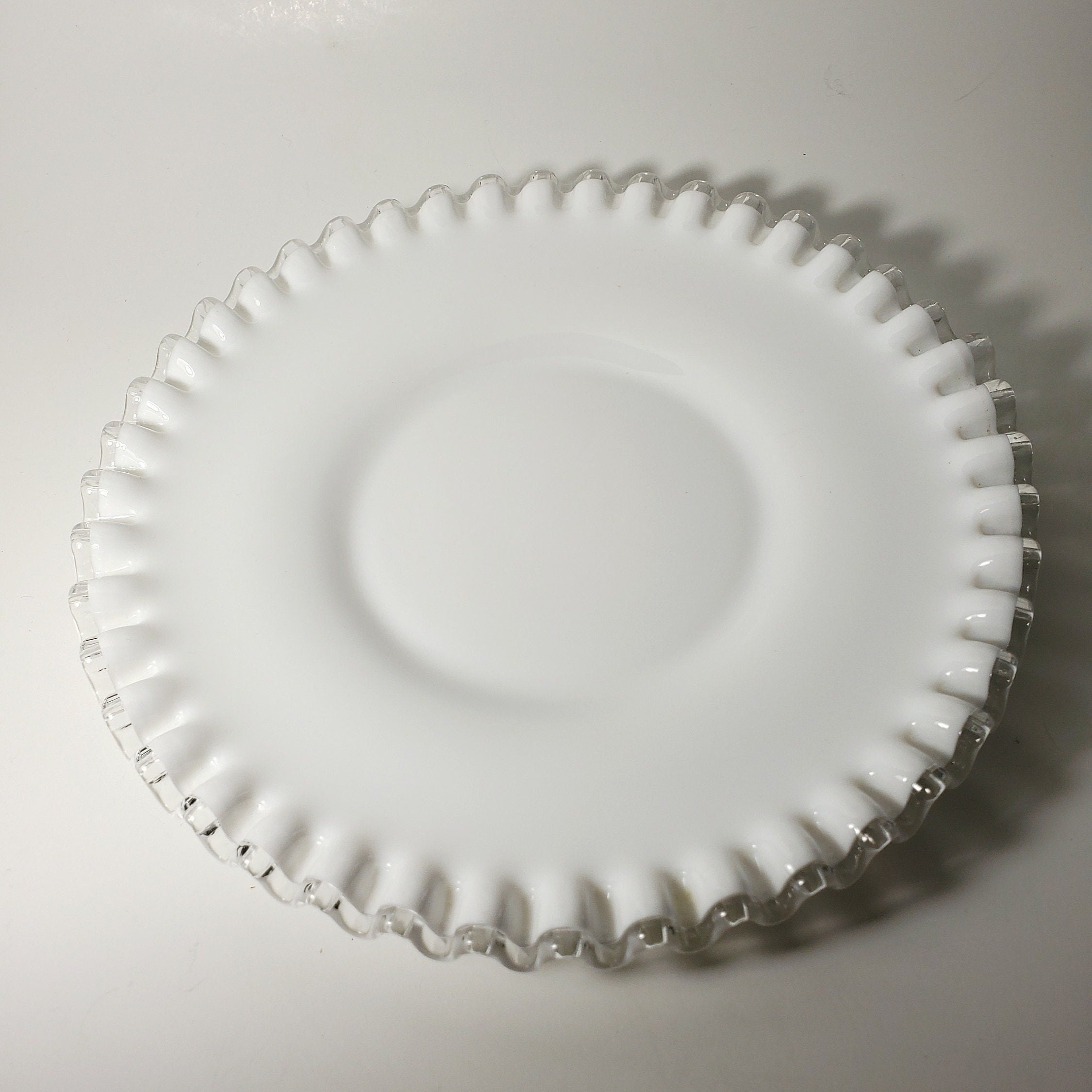 Fenton Silver Crest Dessert Plate 8-1/4 White Milk Glass