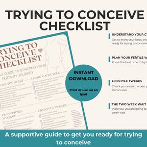 Trying to Conceive Checklist Printable, TTC Planner, Ovulation Tracking Guide, Two Week Wait Support, Fertility Planning, Getting Pregnant