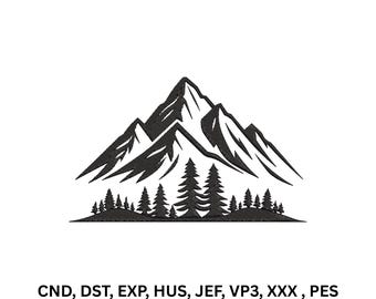 Mountain Pine Tree Forest Machine Embroidery Design Nature Silhouette Digital Pattern