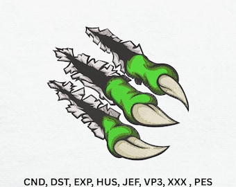 Monster Kralle zerreißen Stoff, Maschinenstickerei, Dinosaurier Kratzer, digitales Muster