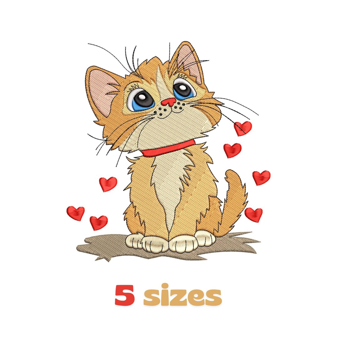Cute Cat Embroidery Design for Machine | Cat Embroidery for T-shirt ...