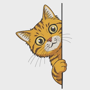 Cute Peeking Orange Tabby Cat Machine Embroidery Design Kitty Digital Pattern