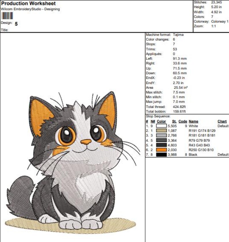Cute Cat Embroidery Design | Machine Embroidery Pattern (4 Sizes ...
