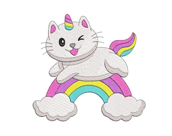 Cat Embroidery Design | Whimsical Machine Pattern (4 Sizes) (Digital Download)