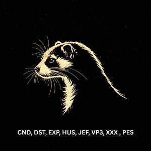 Otter Head Profile Line Art Machine Embroidery Design, Ferret Weasel Digital Pattern