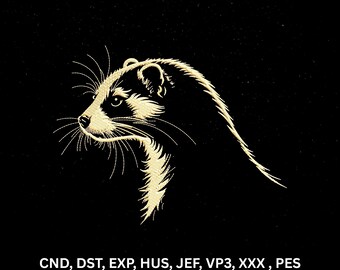 Otter Head Profile Line Art Machine Embroidery Design, Ferret Weasel Digital Pattern