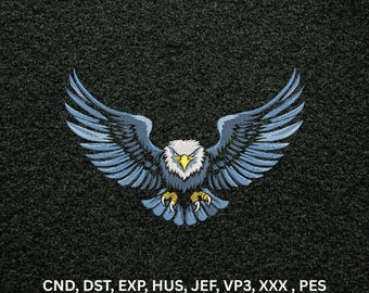 Majestic Flying Eagle Machine Embroidery Design, Wild Bird Spread Wings Digital Pattern