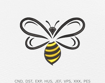 Elegant Honey Bee Machine Embroidery Pattern. Nature-Inspired Floral Bee Design 5 Sizes