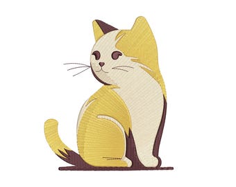 Cat Embroidery Design for Apparel | Machine Pattern, 5 Sizes (Instant Download)