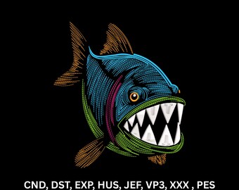 Neon Piranha Stickdatei, Stickdatei, Stickdatei, Stickdatei