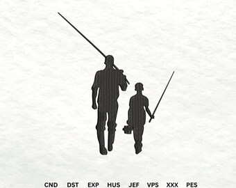Fishing Embroidery Design - Dad and Son Fishing Anglers Pattern Machine File - INSTANT DOWNLOAD