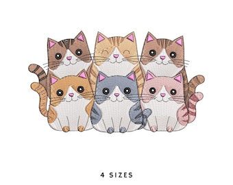 Cat Embroidery Design File for Machine | Cute Cat Animal Embroidery Pattern | Digital Download | PES DST JEF