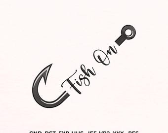 Fishing Hook Embroidery Design | Fish On Text | PES File Download