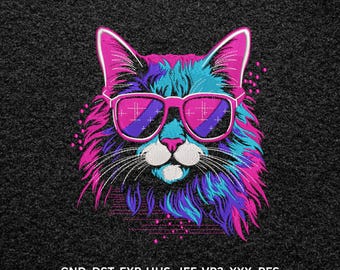 Crazy Cat Embroidery Design | PES File | Digital Machine Stitch Instant Download