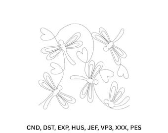 Dragonfly Quilting Embroidery Design | Edge to Edge Quilt Block (Digital Download)